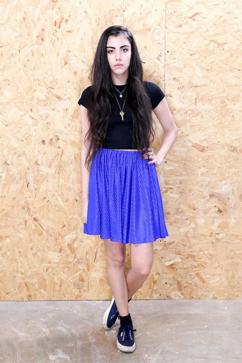 LOOT LABEL Blue Pinstripe Skater Skirt