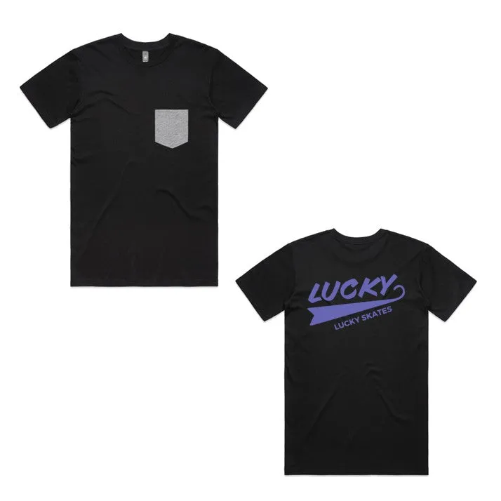 Lucky Skates Flag Mens Pocket T-shirt Black