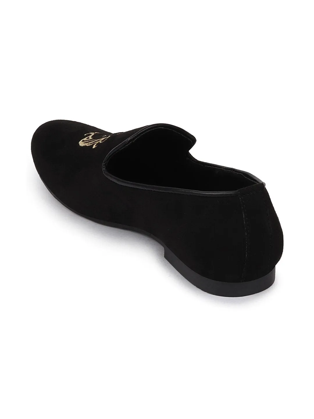 Men Ethnic Black Party Slip On Loafers