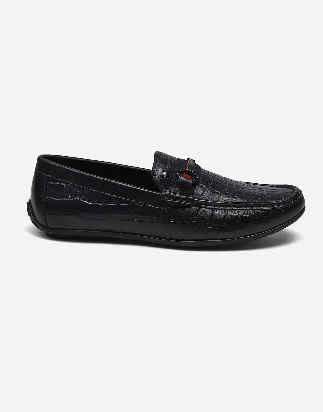 Men Navy Blue Slip on Genuine Leather Loafers