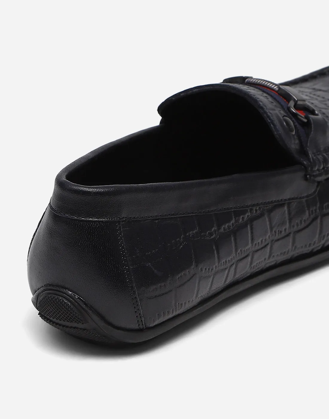 Men Navy Blue Slip on Genuine Leather Loafers