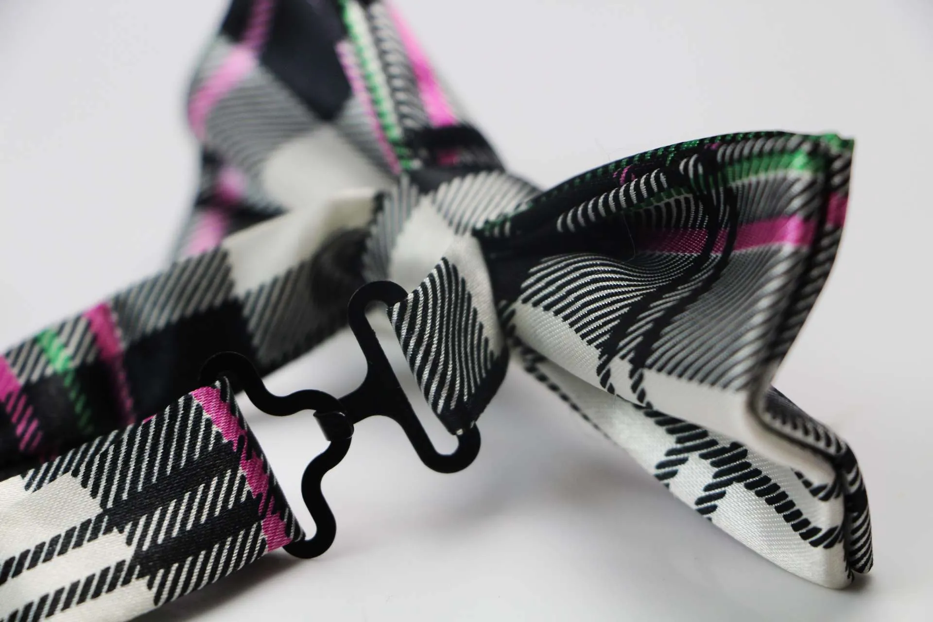 Mens Black & White Colourful Stripe Patterned Bow Tie