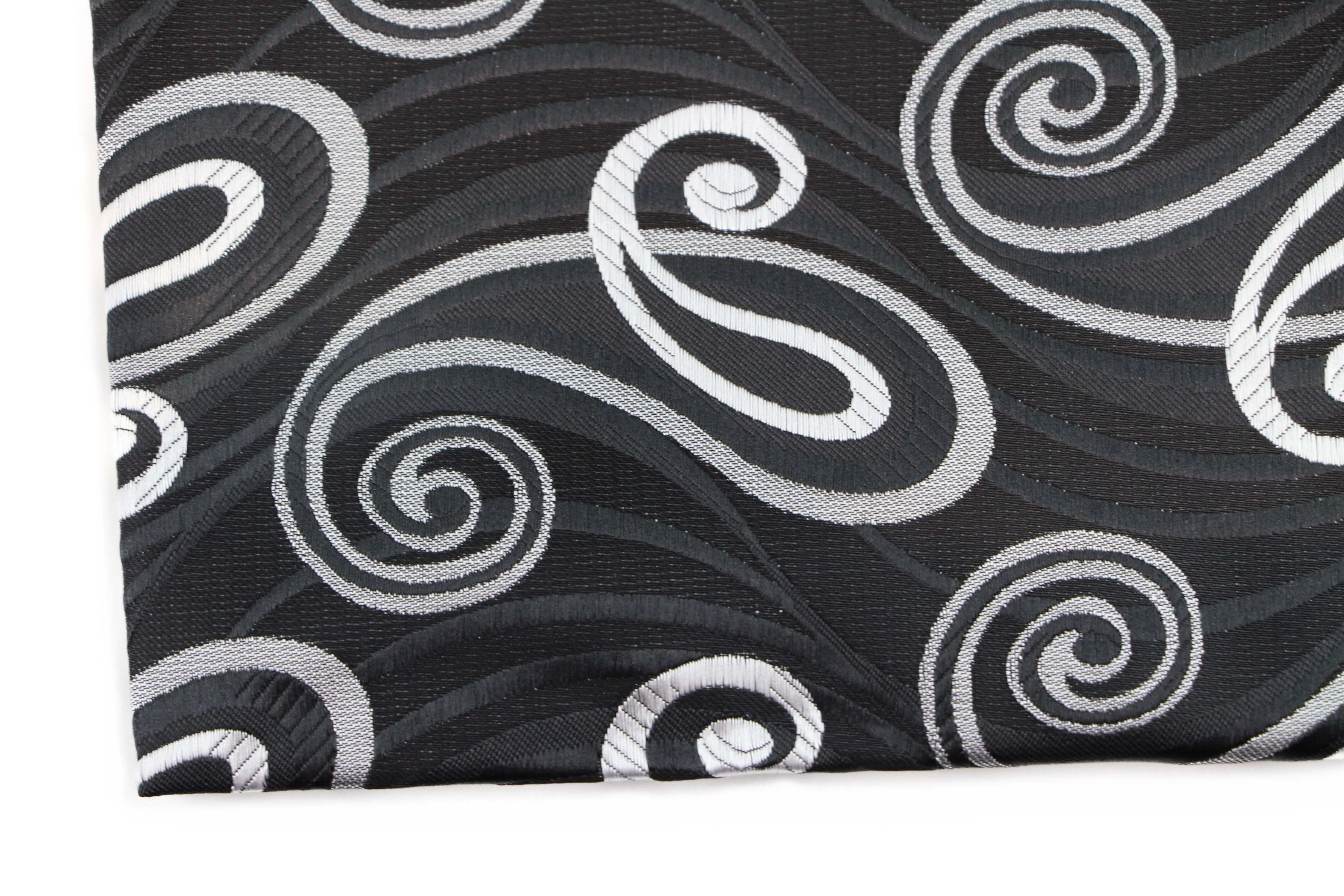 Mens Black, Silver & Grey Swirl Silk Pocket Square