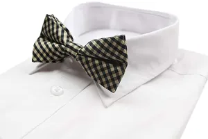 Mens Gold & Black Checkered Cotton Bow Tie