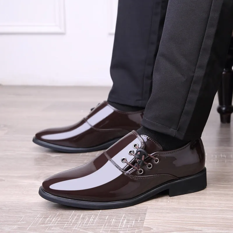 Men's Lace-up almond toe Casual Leather Work Shoes