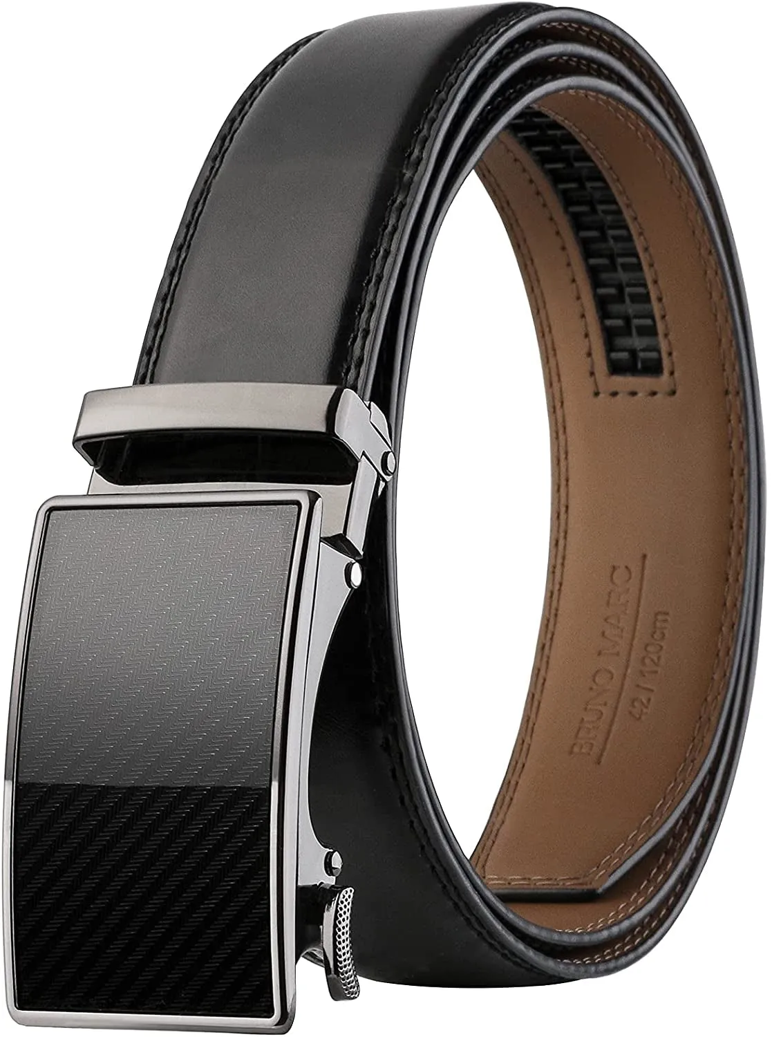 Men’s Leather Ratchet Dress Slide Belt with Adjustable Click Buckle