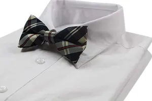 Mens Navy, Cream & Red Plaid Patterned Cotton Bow Tie