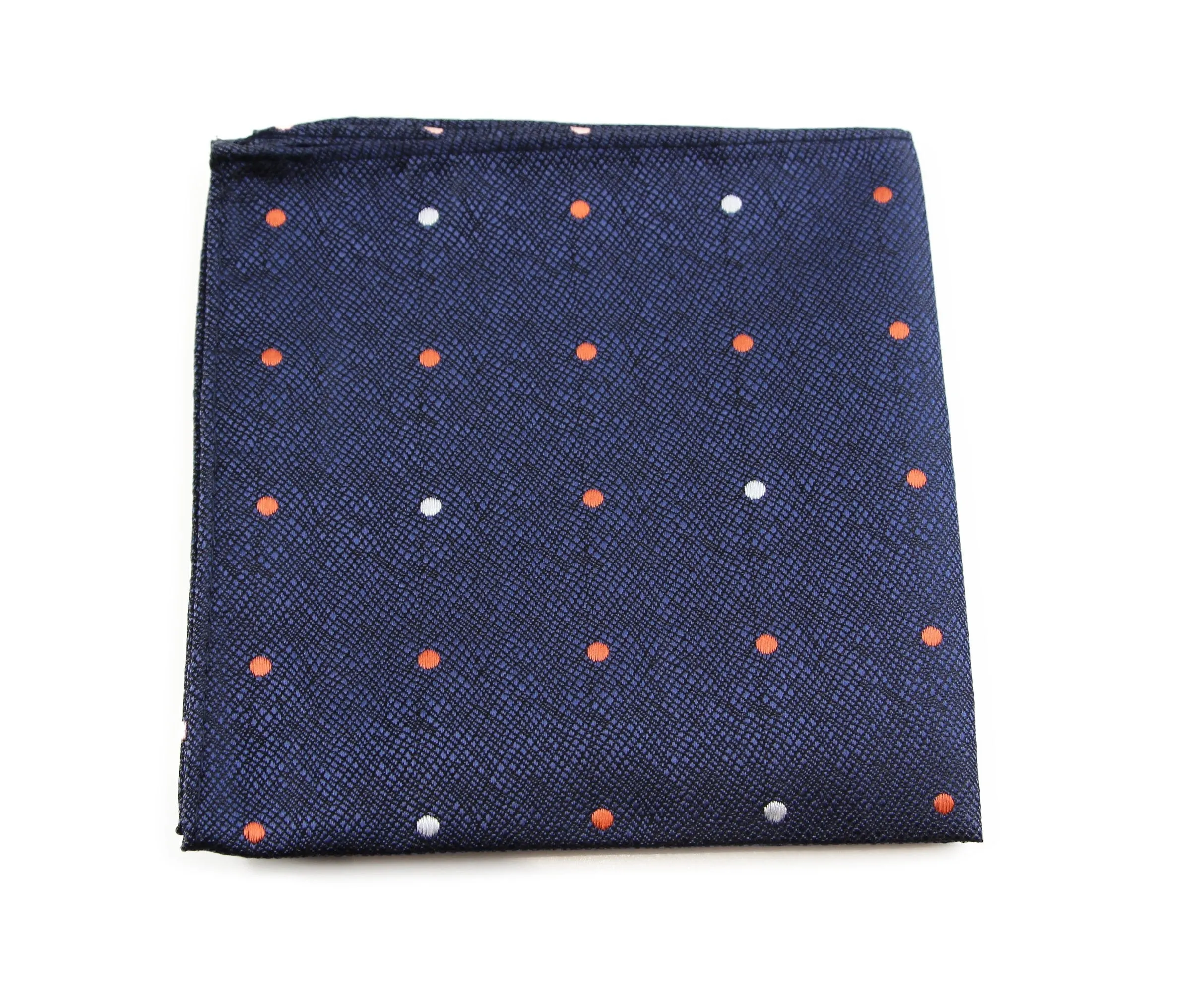 Mens Navy Snake Pattern Small Polka Dot Silk Pocket Square