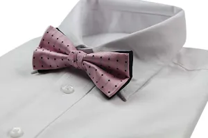 Mens Pink With Black Polka Dot Patterned Bow Tie