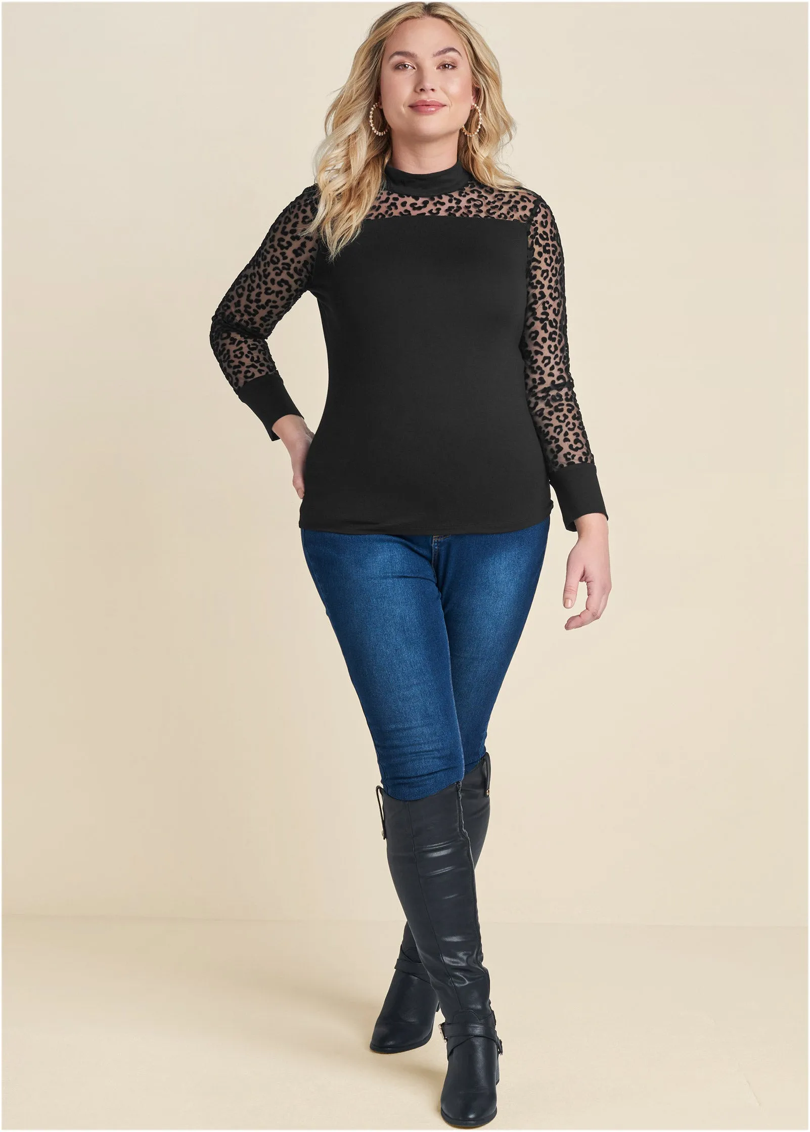 Mesh Detail Top - Black