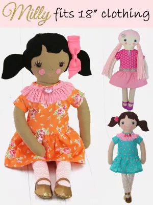 MILLY: 18 inch Doll Pattern - Fabric Doll Pattern, Rag Doll Pattern (T1204)