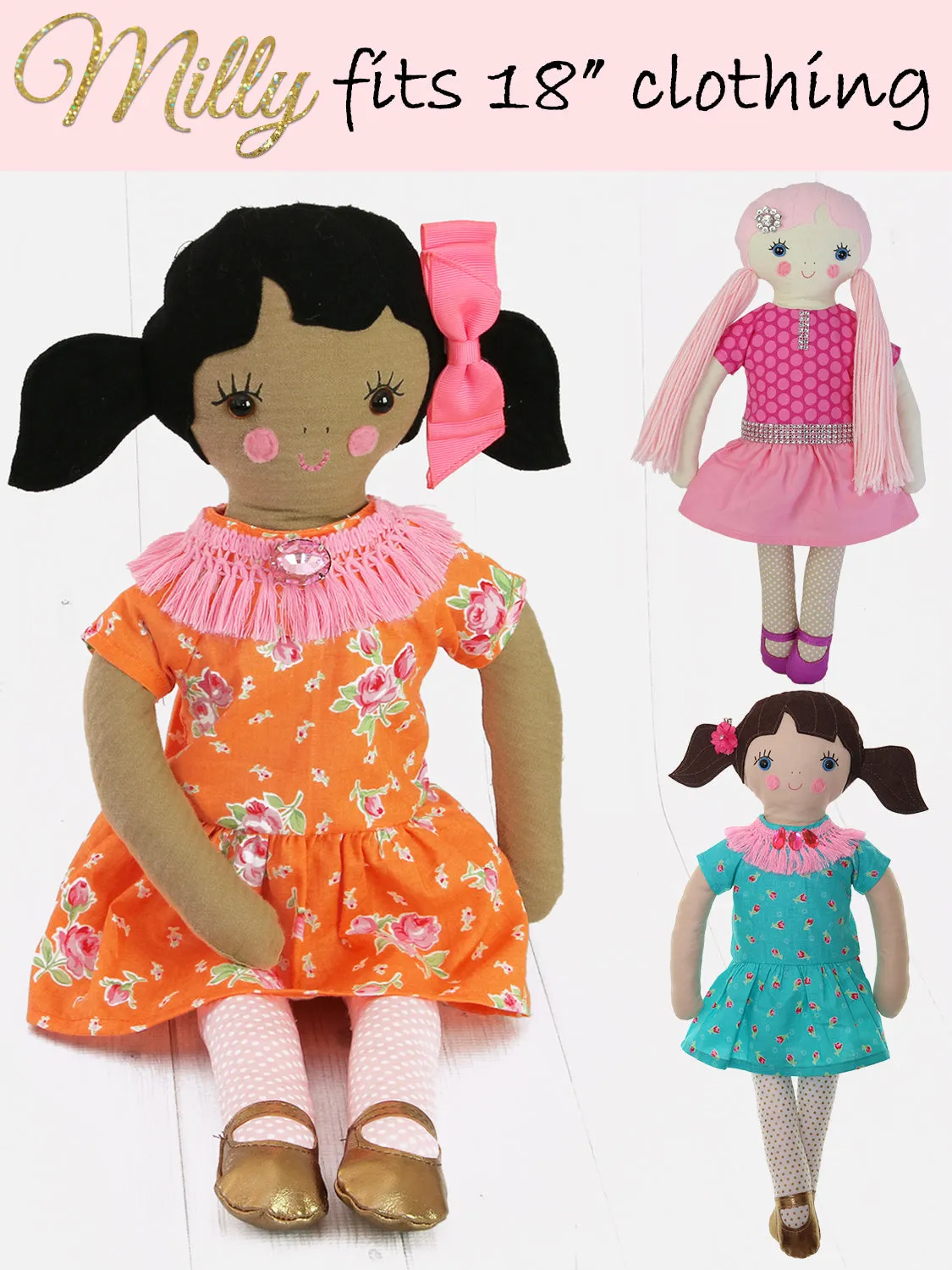 MILLY: 18 inch Doll Pattern - Fabric Doll Pattern, Rag Doll Pattern (T1204)