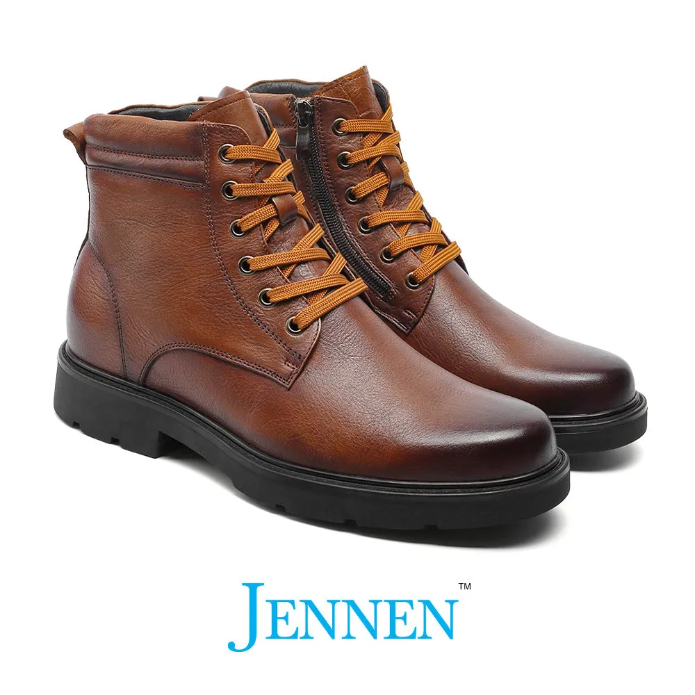 Mr. Tuhux 6cm | 2.4 inches Taller Brown Leather Elevated Boots