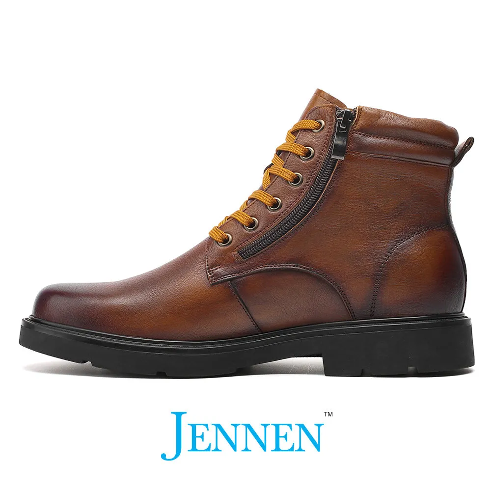 Mr. Tuhux 6cm | 2.4 inches Taller Brown Leather Elevated Boots