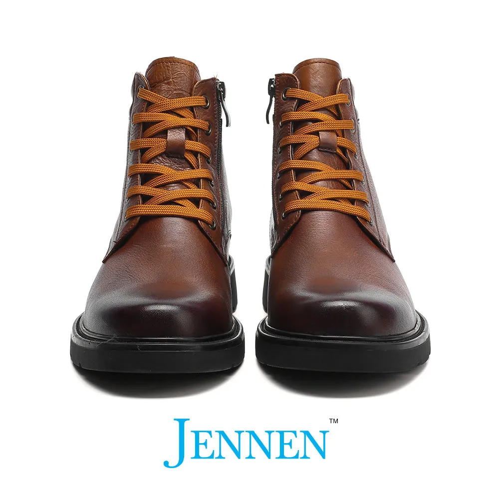 Mr. Tuhux 6cm | 2.4 inches Taller Brown Leather Elevated Boots