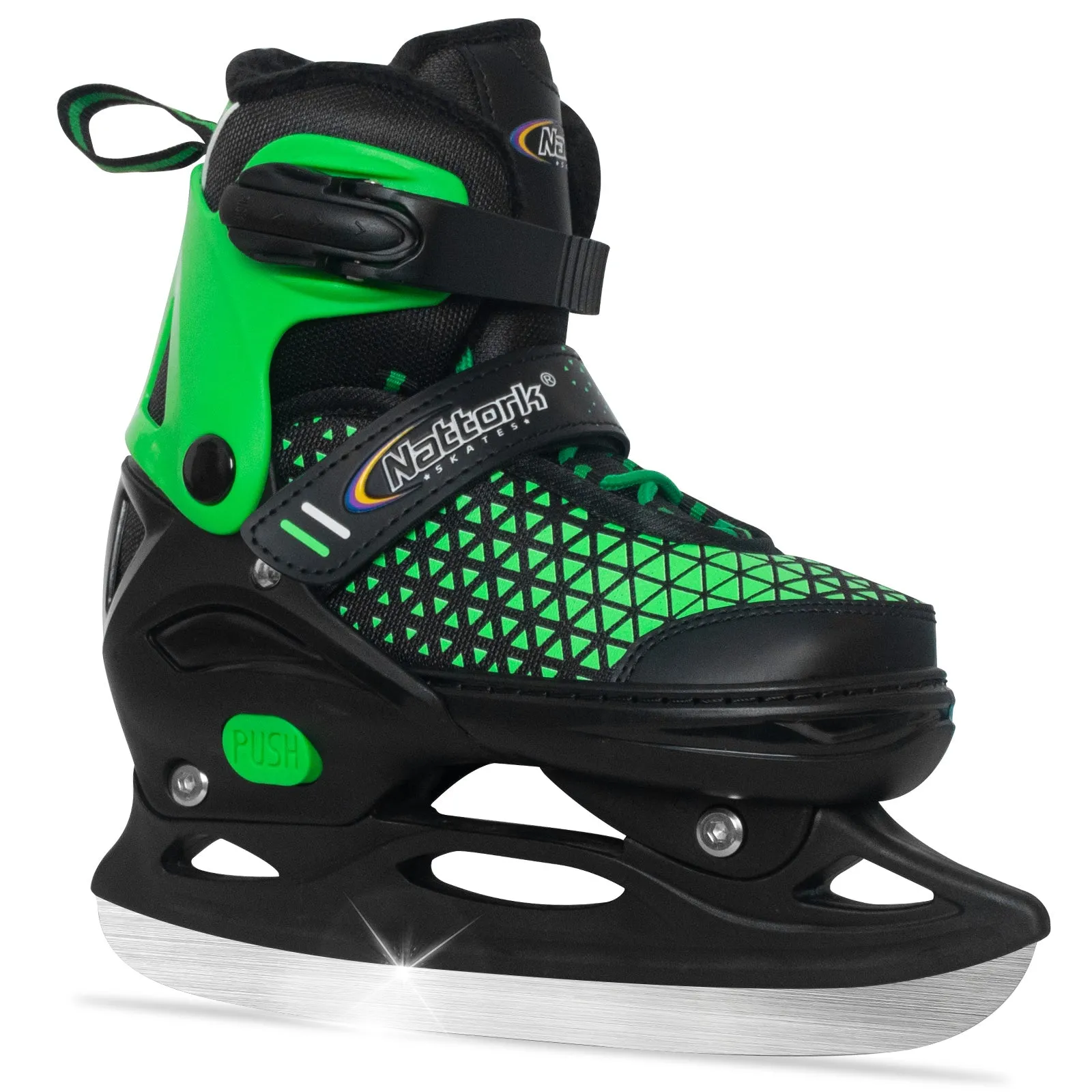 Nattork Adjustable Ice Skates for Kids - Green