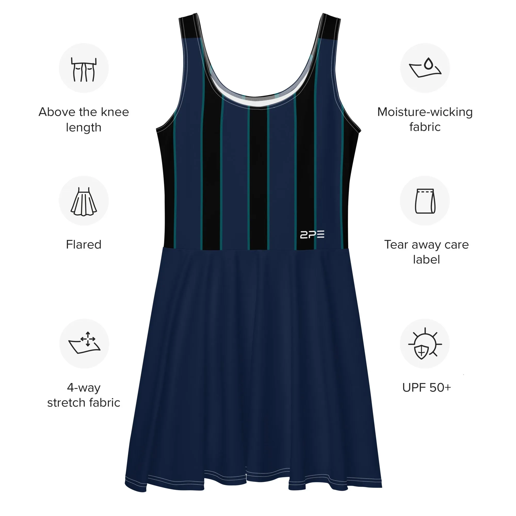 Navy and Black Stripes Tennis Dress