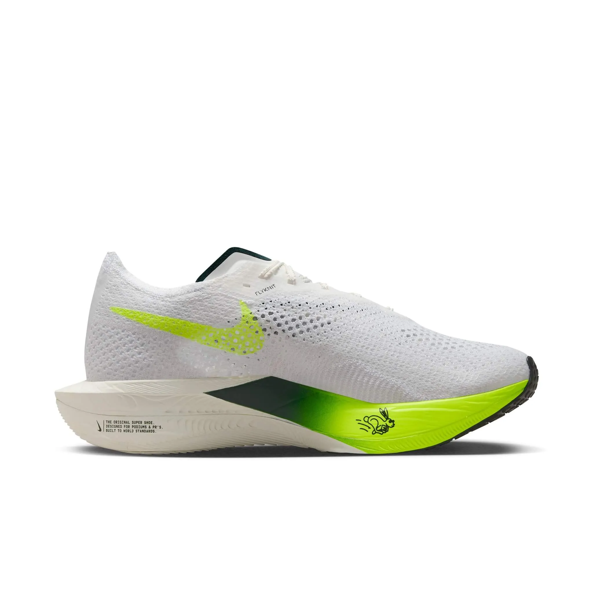 Nike | Men's Vaporfly 3 Road Racing Shoes - White/Pro Green-Volt-Sail