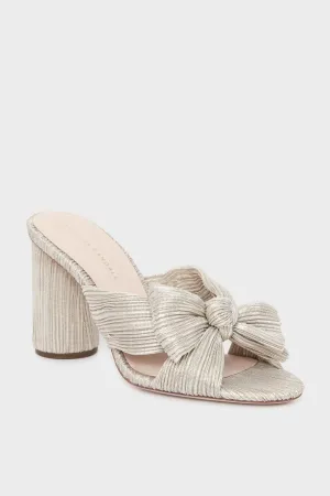 Platinum Lame Penny Knot Mules