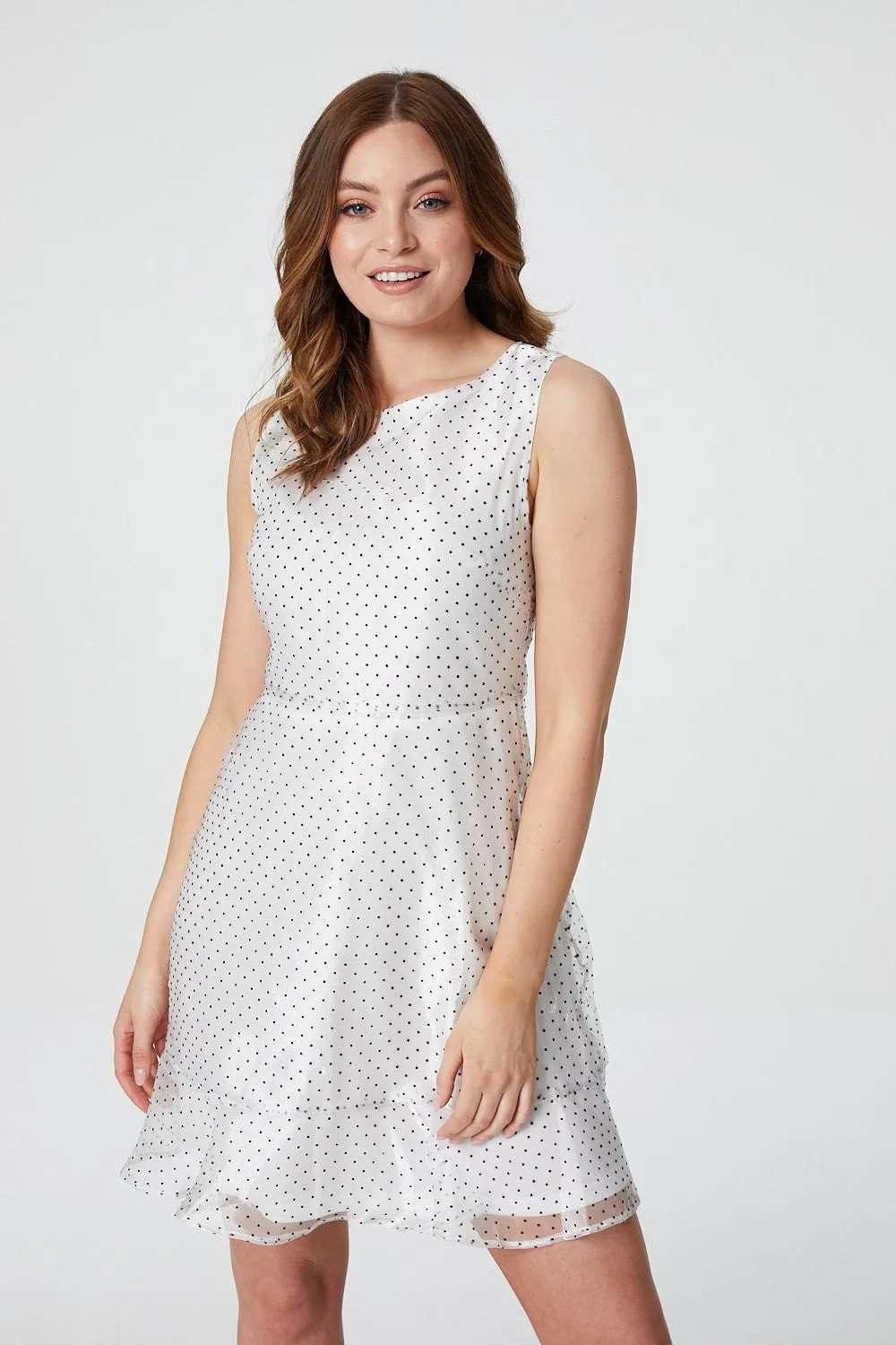 Polka Dot Sleeveless Skater Dress