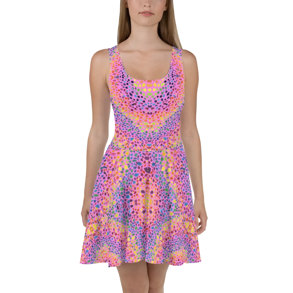 Rainbow Stoned Skater Dress