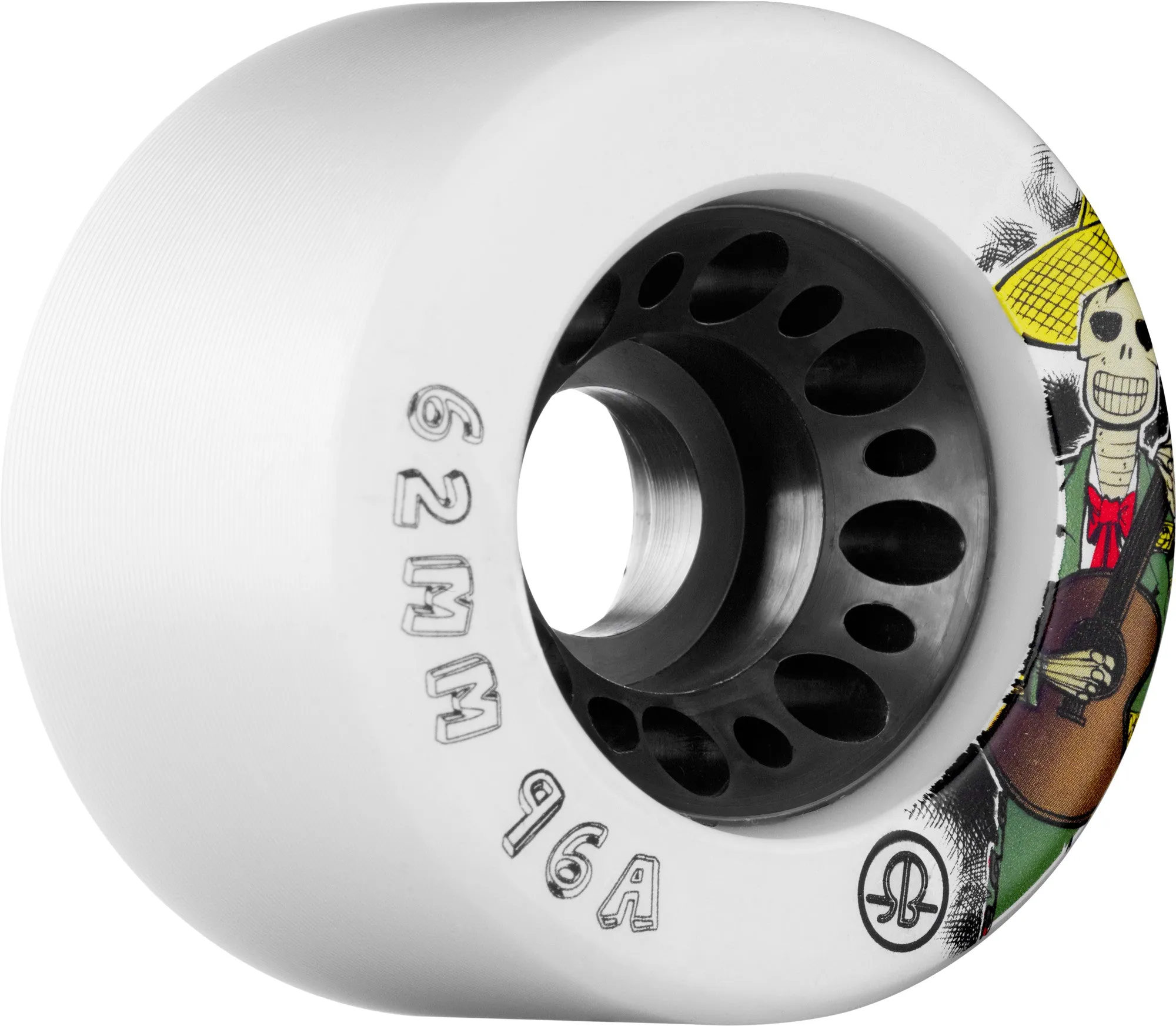 Rollerbones Day of The Dead Speed Wheel 62mm 96a - White (Set of 4)