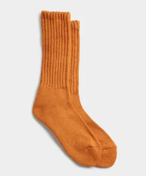 Rototo Loose Pile Crew Sock in Orange