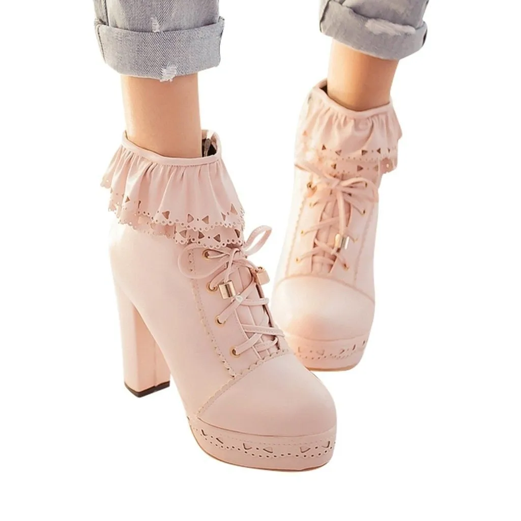 Ruffled Lace Booties