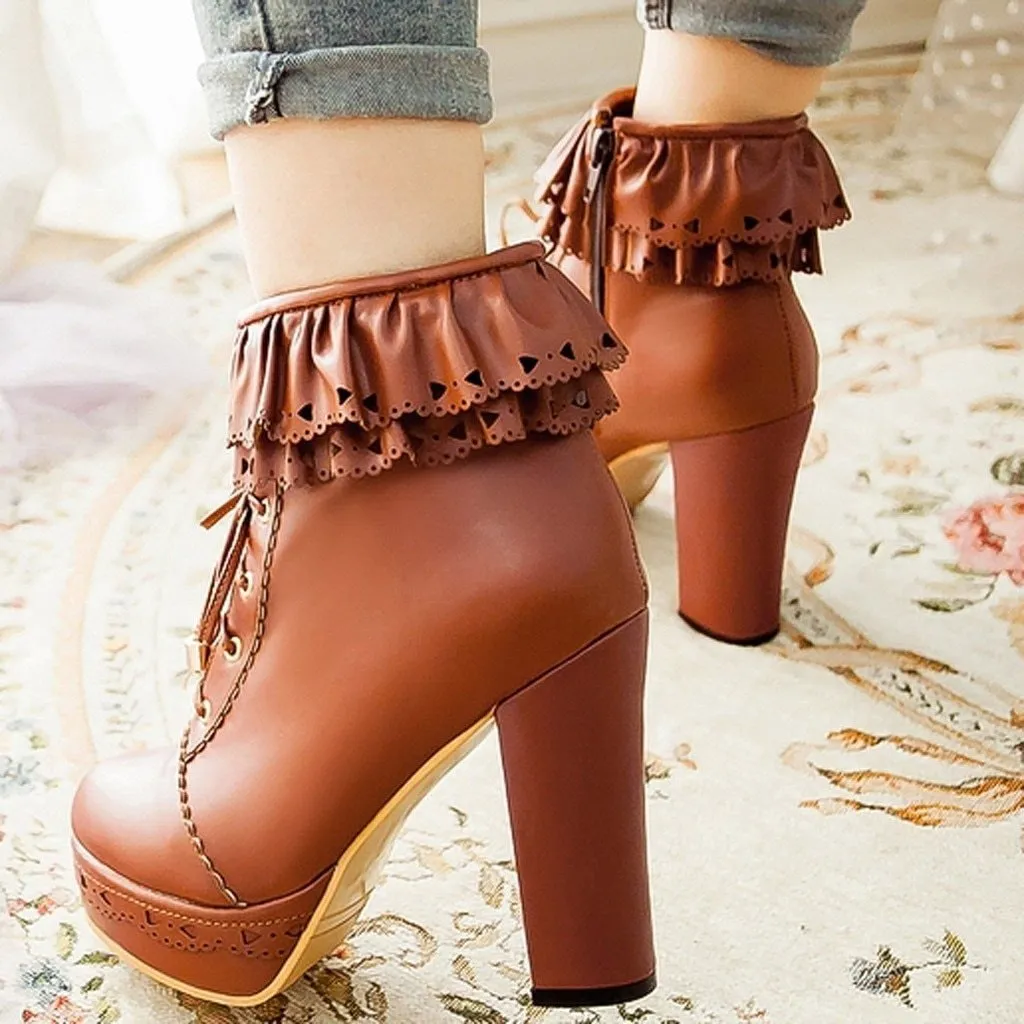 Ruffled Lace Booties