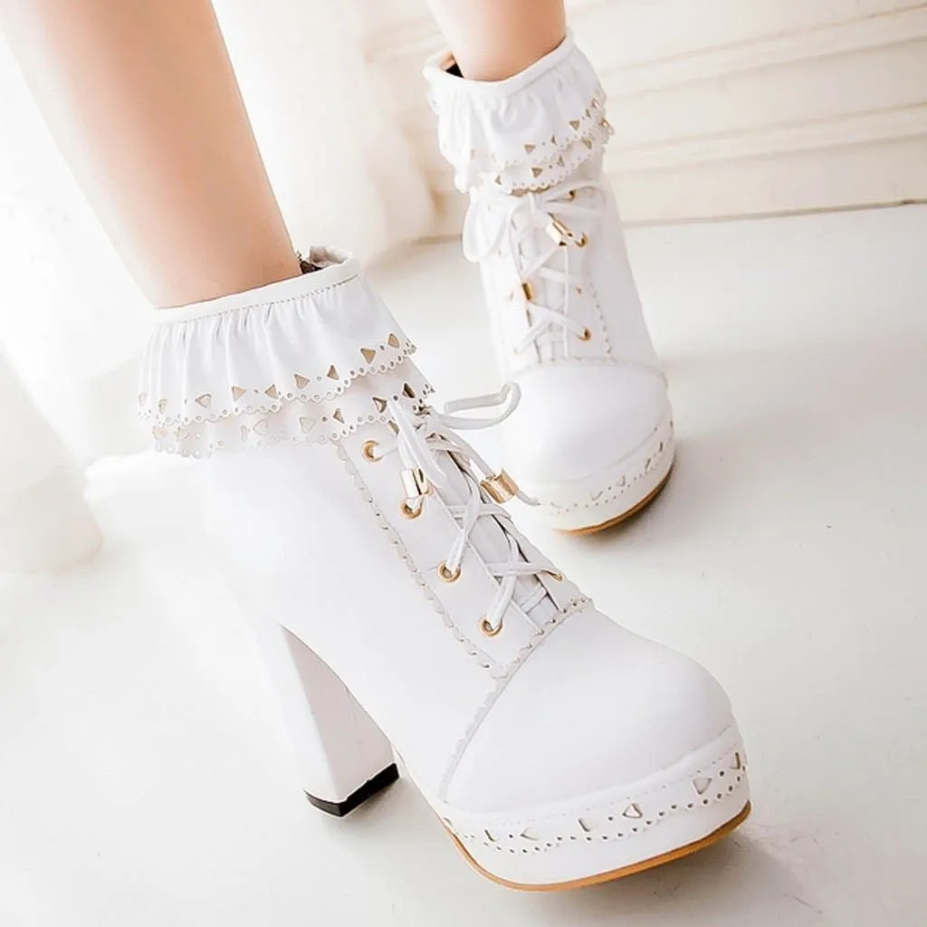 Ruffled Lace Booties