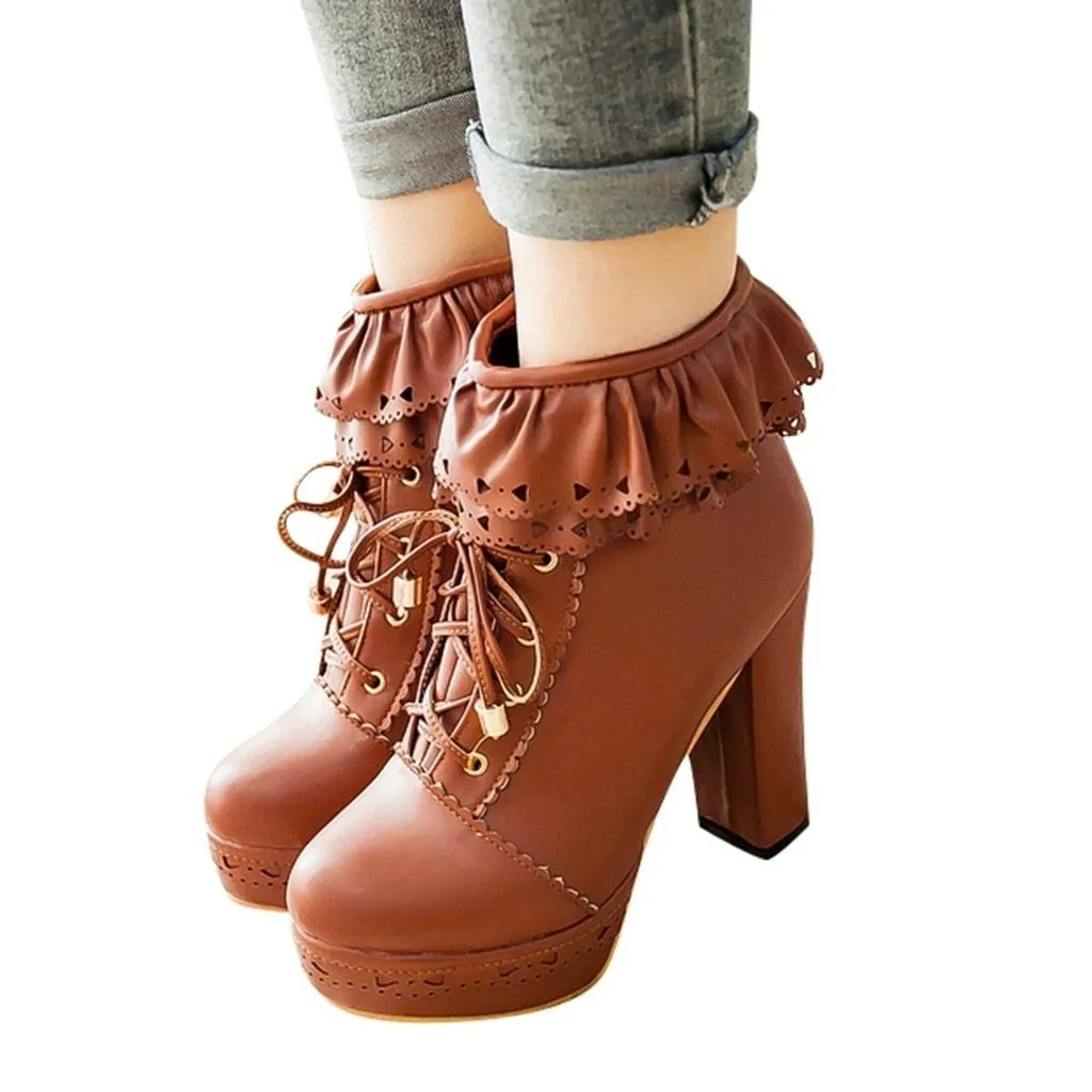 Ruffled Lace Booties