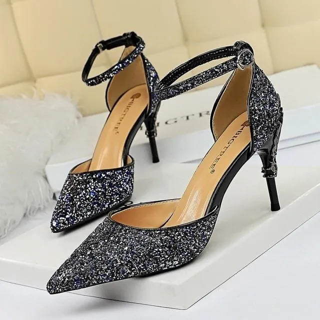 Sexy Women Metal Glitter Bridal High Heels