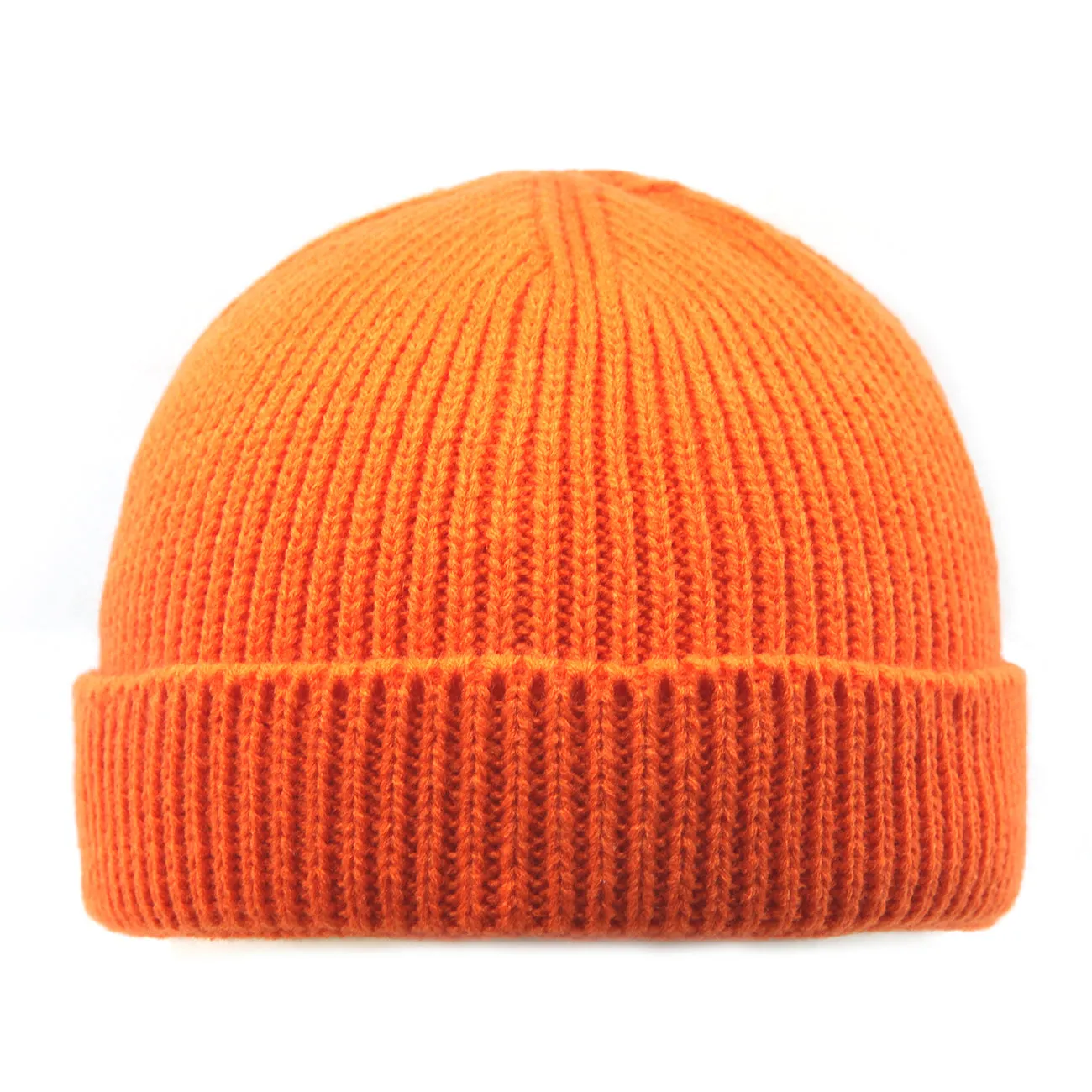 Short Skater Ribbed Knit Cuffed Beanie