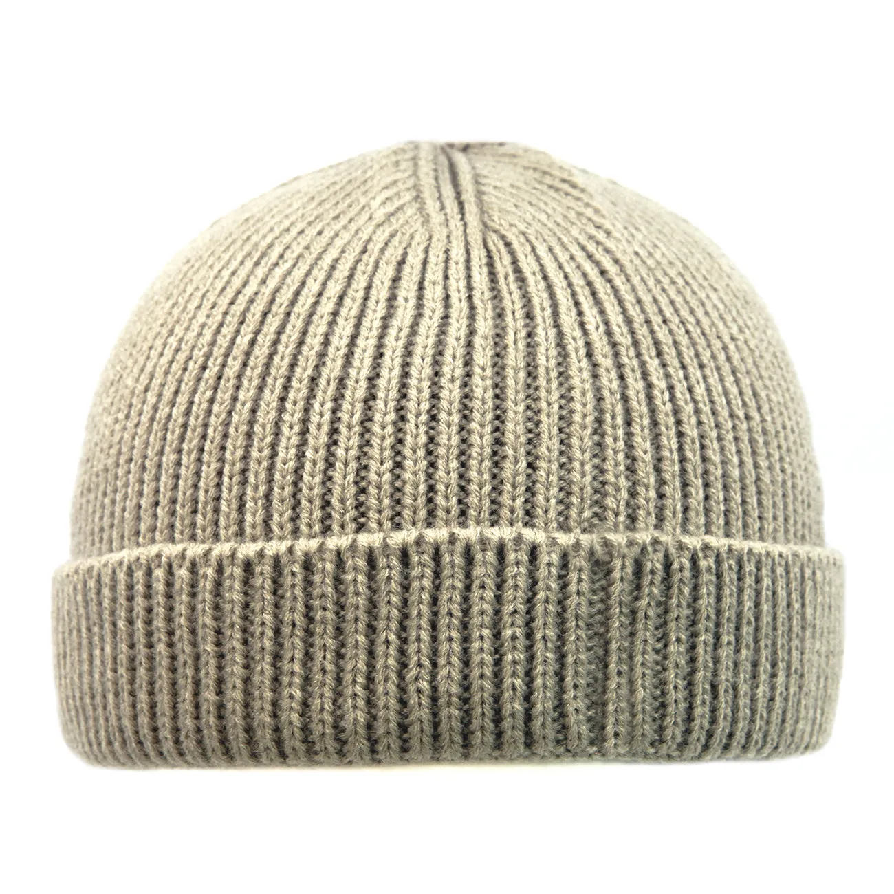 Short Skater Ribbed Knit Cuffed Beanie