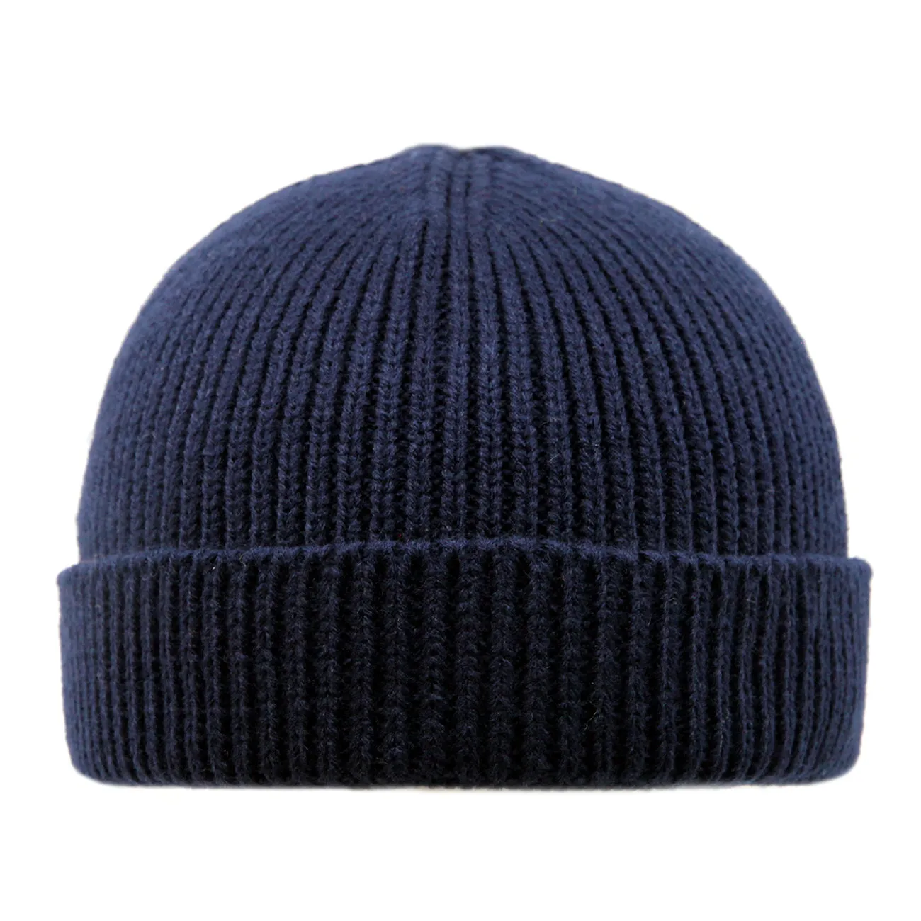 Short Skater Ribbed Knit Cuffed Beanie