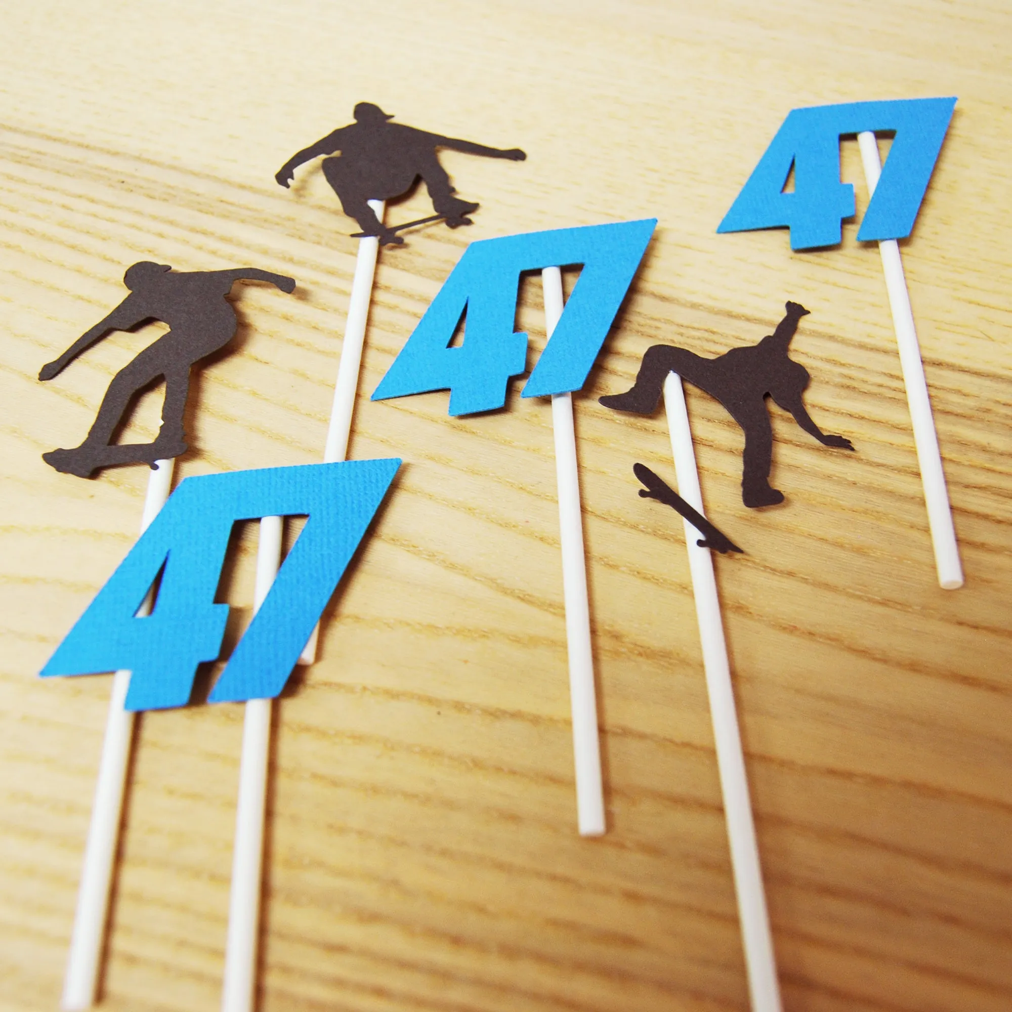 Skateboard Birthday Cupcake Toppers