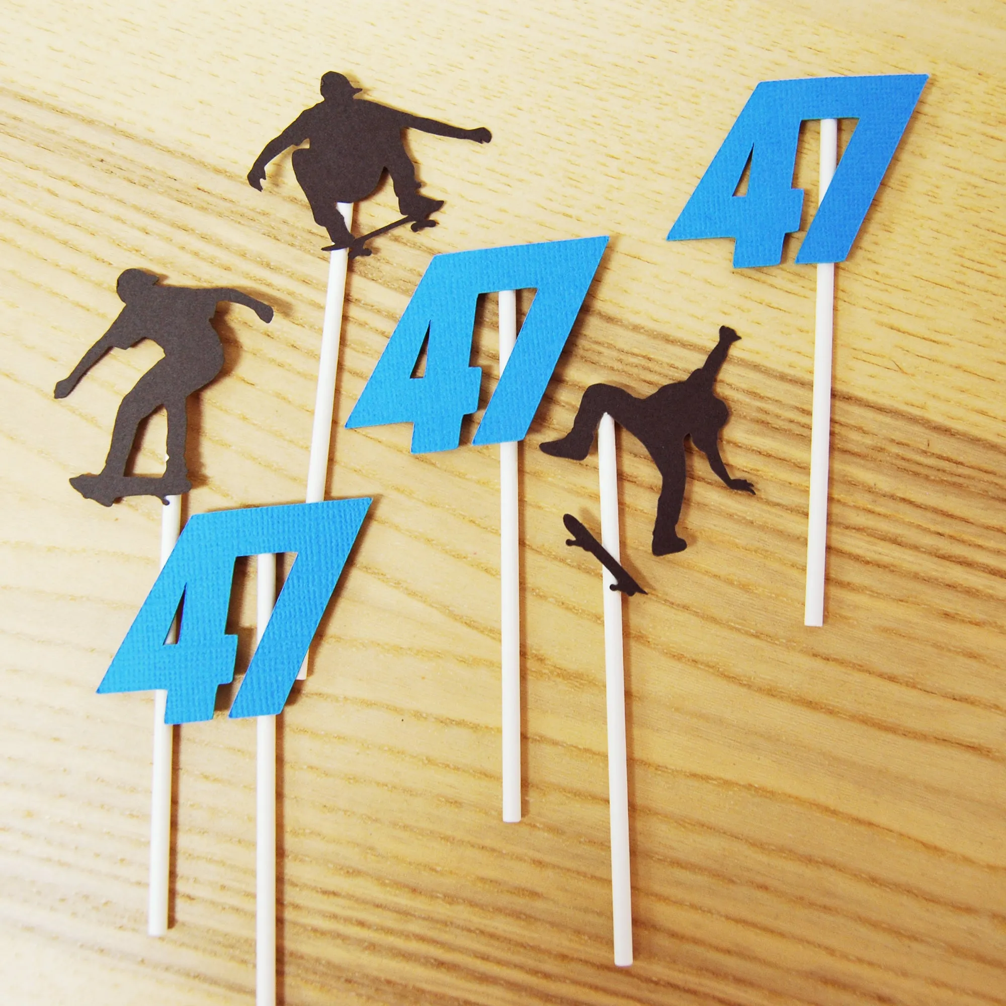 Skateboard Birthday Cupcake Toppers