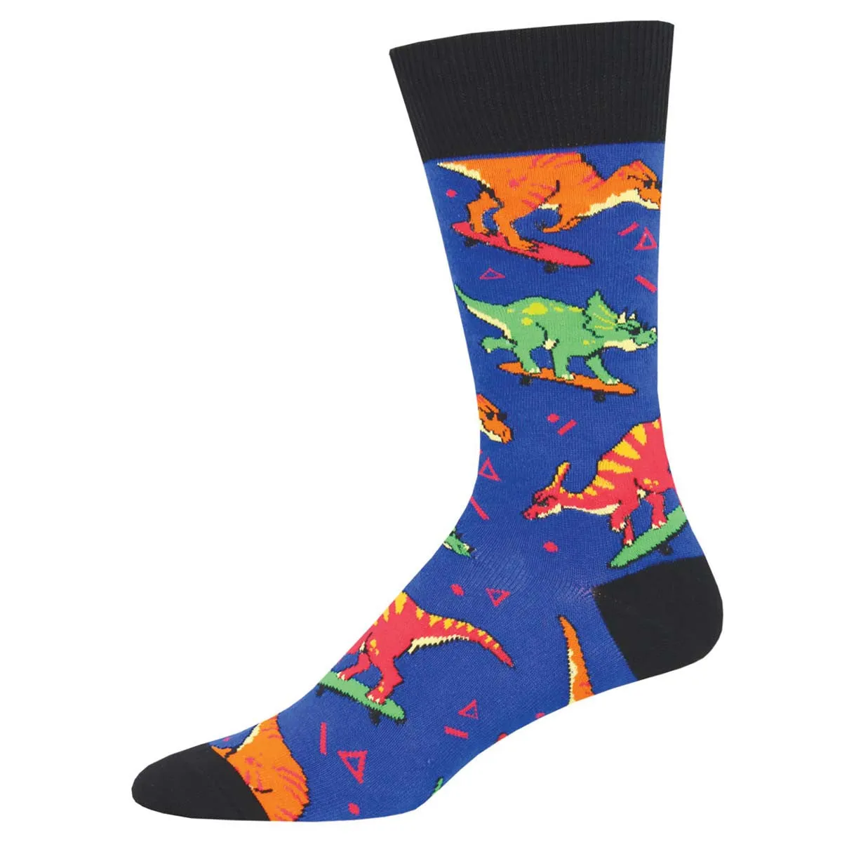 Skater Dinosaurs (Blue) Men's Crew Socks