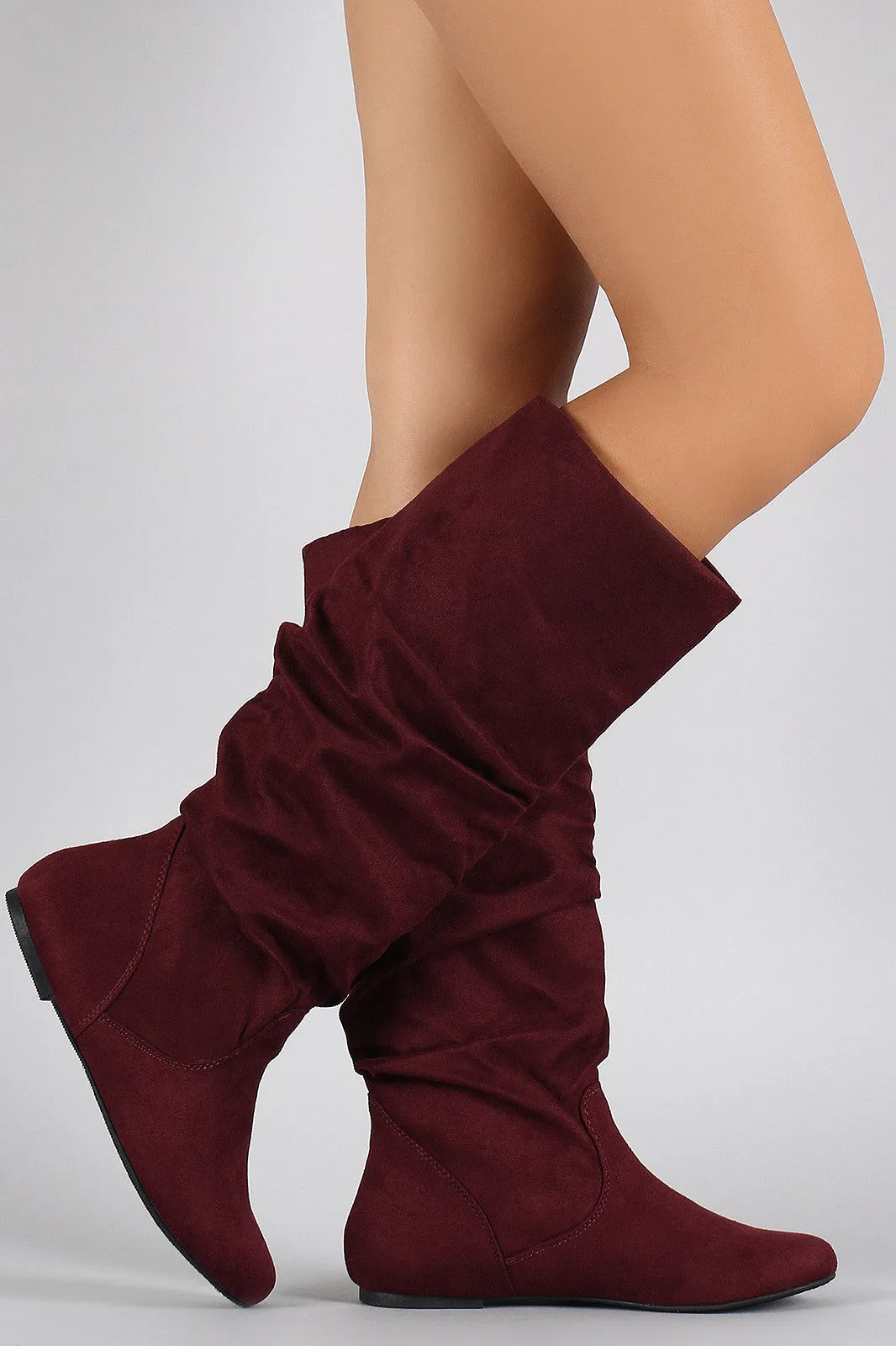 Soda Suede Slouchy Knee High Flat Boot