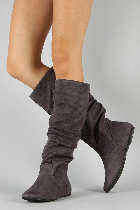 Soda Suede Slouchy Knee High Flat Boot