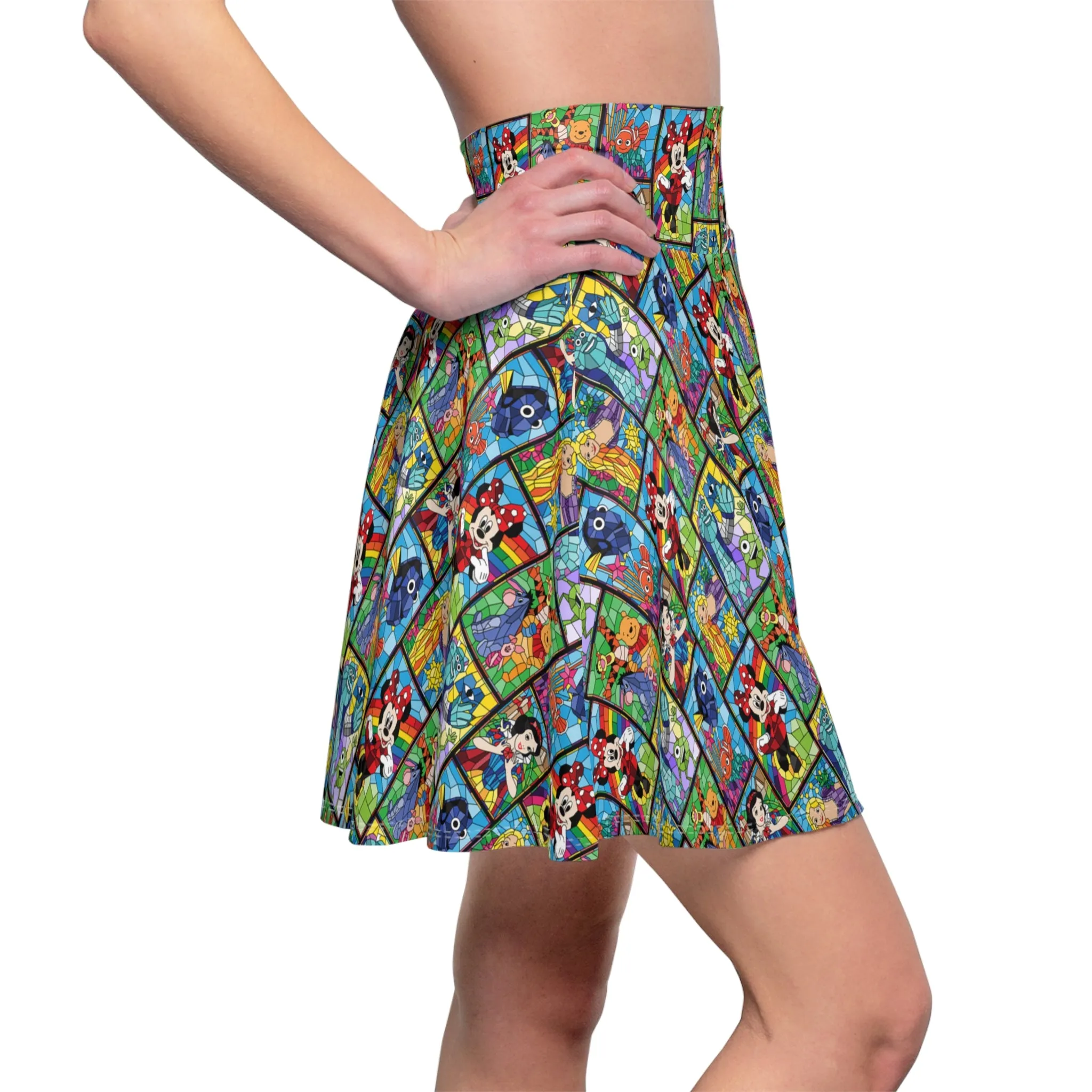 Stained Glass Characters Women's Skater Skirt