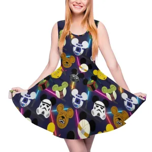 Star Wars Galaxy Friends Women's Sleeveless Round Neck Skater Dress