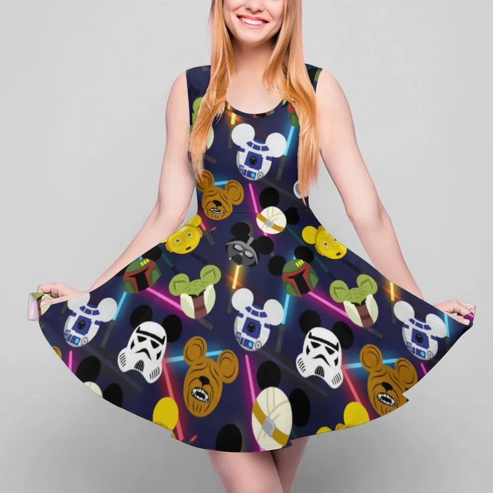 Star Wars Galaxy Friends Women's Sleeveless Round Neck Skater Dress