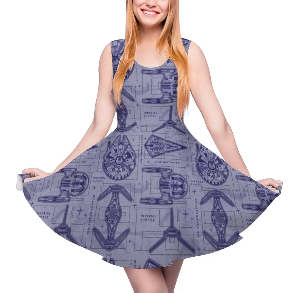 Star Wars Ships Women's Sleeveless Round Neck Skater Dress