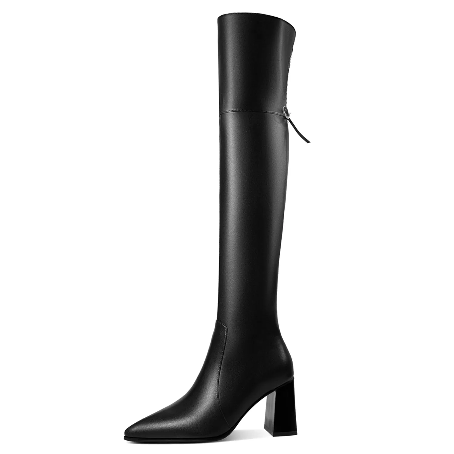 TinaCus Handmade Women's Genuine Leather Zip Up Over the Knee High Boots