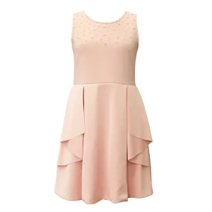 Tween Peplum Skater Dress w/Pearls