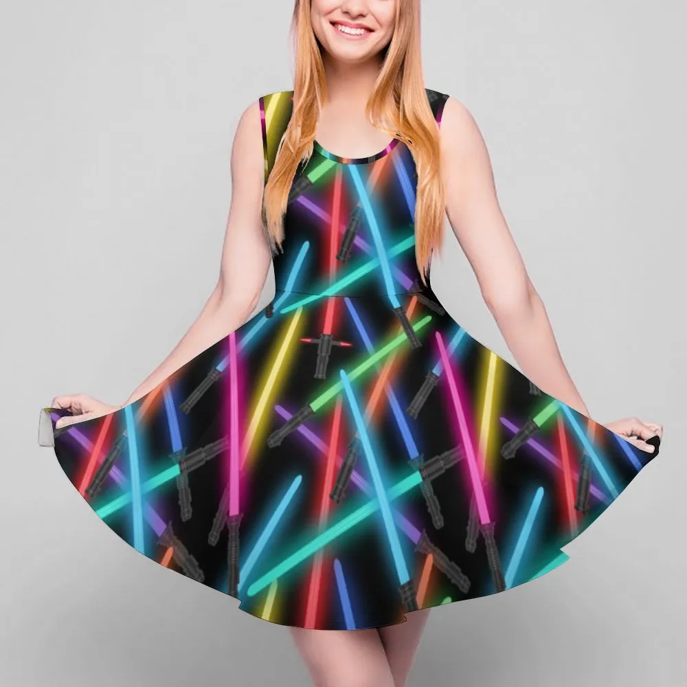 Use The Force Women's Sleeveless Round Neck Skater Dress