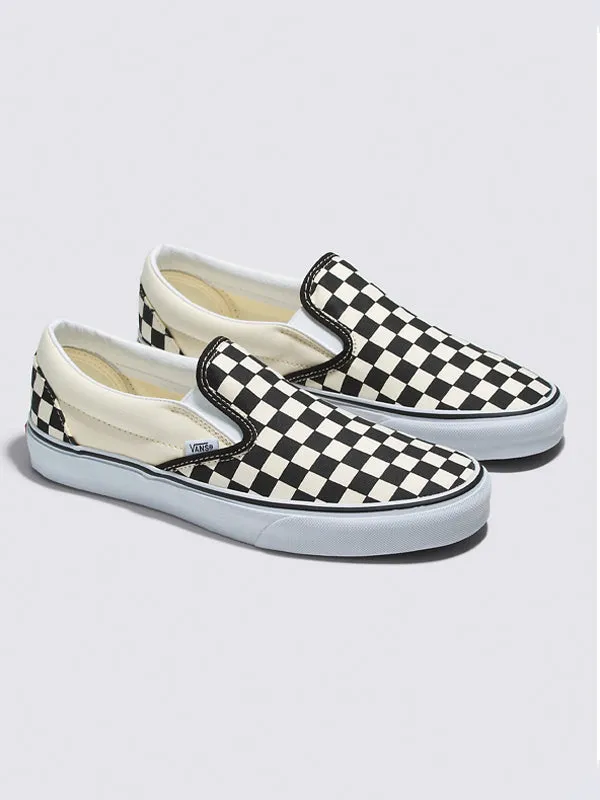 Vans Slip-On Checkerboard Shoes: Black/Off-White