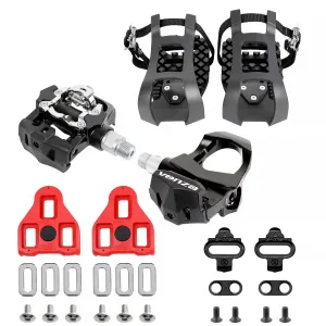 VENZO 3 in 1 Look Delta, Toe Cage, SPD Compatible with Indoor Exercise Fitness Cycling Bike Bicycle Pedals