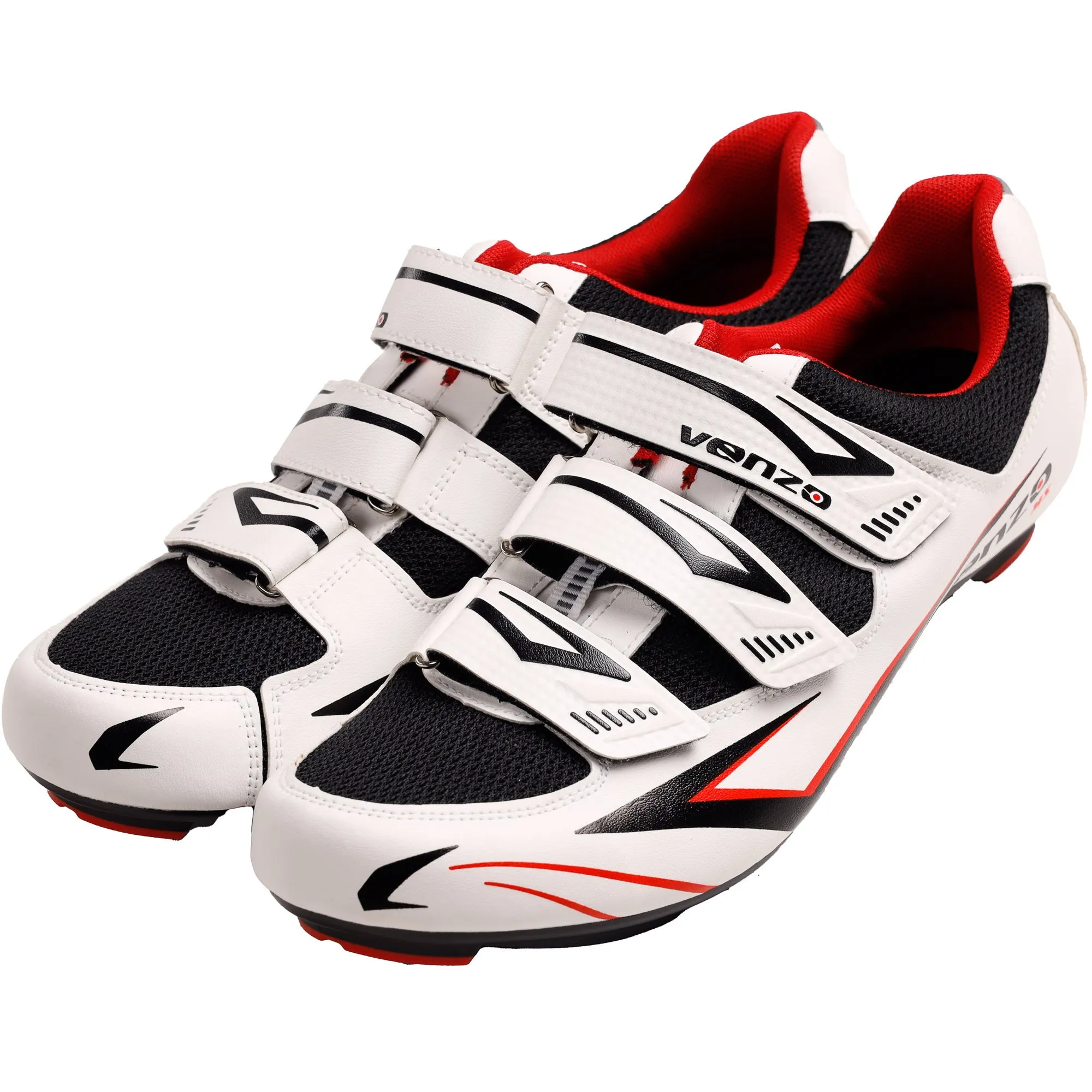 Venzo Bicycle Men’s Road Cycling Riding Shoes - With Bike Clipless Sealed Bearing LOOK Delta Compatible Pedals & 9 Degree Float Cleats - Size 40